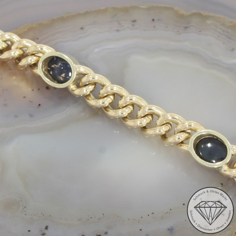 Wert 5950 € Saphir Panzer Armband in 585er 14 K Gelbgold - 105358