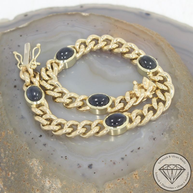 Wert 5950 € Saphir Panzer Armband in 585er 14 K Gelbgold - 105358