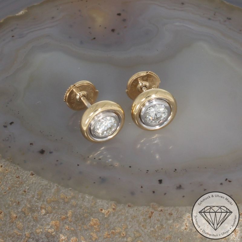 Wert 5690 € Bicolor Solitär Brillant Ohrringe (ca. 0,90 carat) in 750er 18 K Gold - 105430