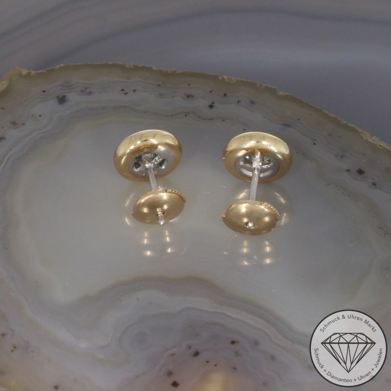 Wert 5690 € Bicolor Solitär Brillant Ohrringe (ca. 0,90 carat) in 750er 18 K Gold - 105430
