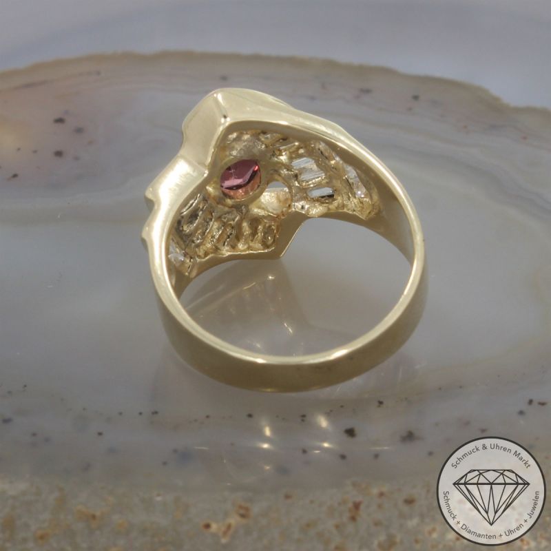 Wert 3190 €  Brillant Diamant Turmalin Ring in 585er 14 K Gelbgold - 105536