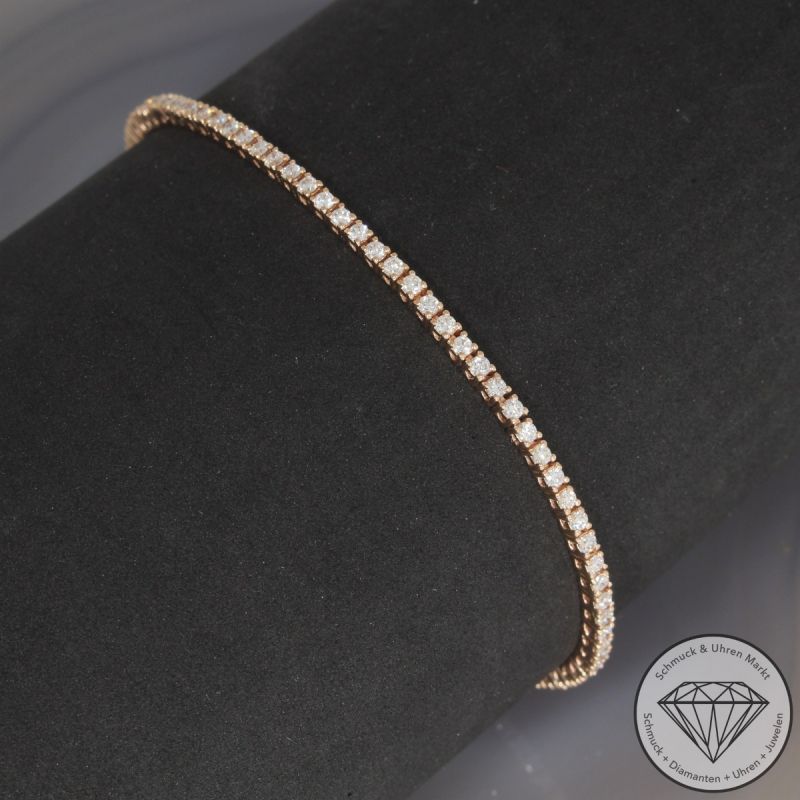Wert 7990 € Tennis Brillant Armband (ca. 2,00 carat) in 585er 14 K Rosegold - 105599