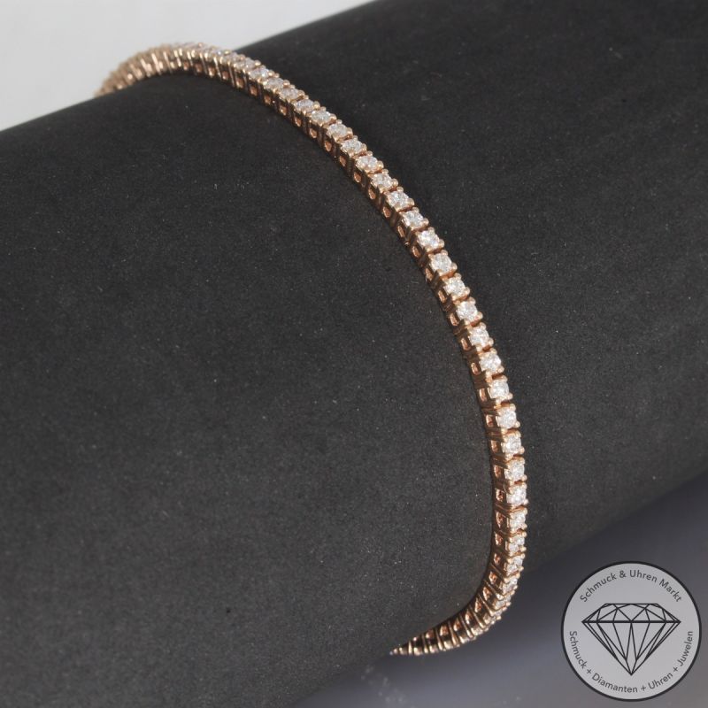 Wert 7990 € Tennis Brillant Armband (ca. 2,00 carat) in 585er 14 K Rosegold - 105599