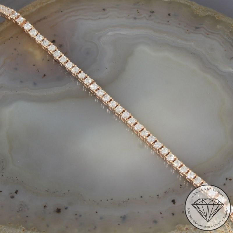 Wert 7990 € Tennis Brillant Armband (ca. 2,00 carat) in 585er 14 K Rosegold - 105599