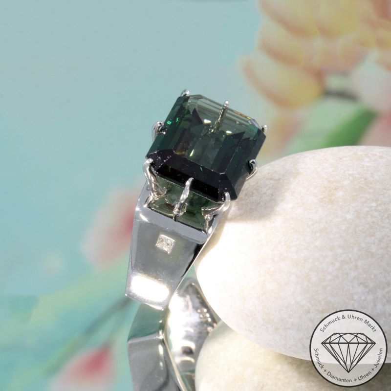 Wert 4250 € Diamant Spinell Ring in 750er 18 K Weißgold - 105628