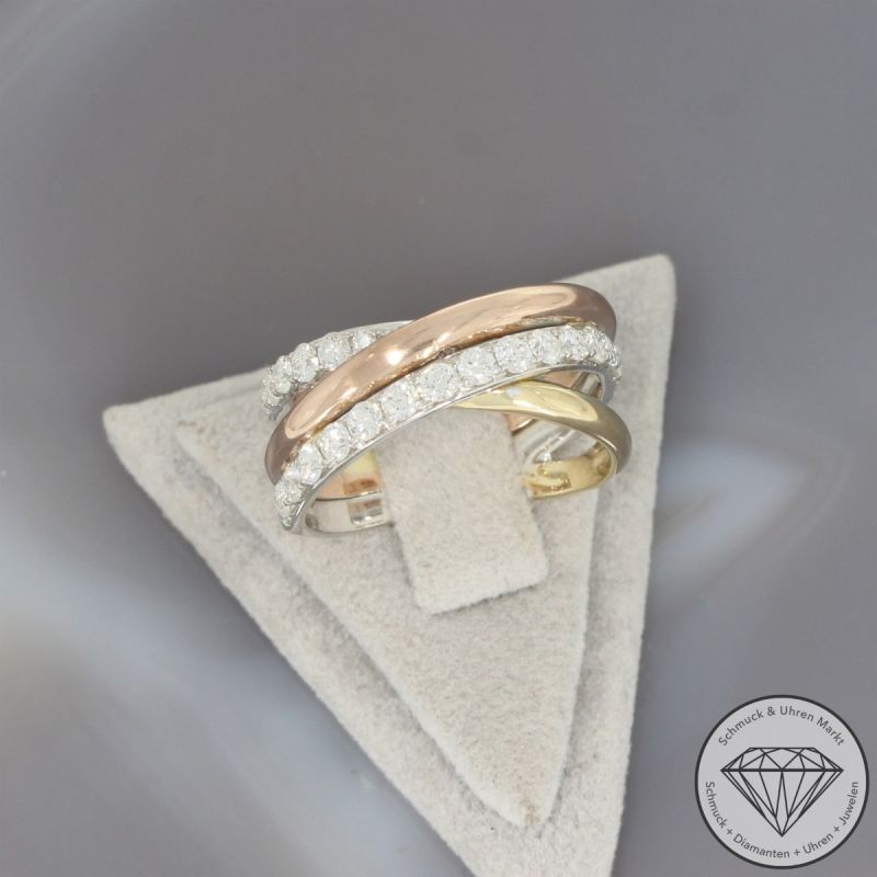 Wert 3150 € Tricolor Brillant Ring in 585er 14 K Gold - 105631
