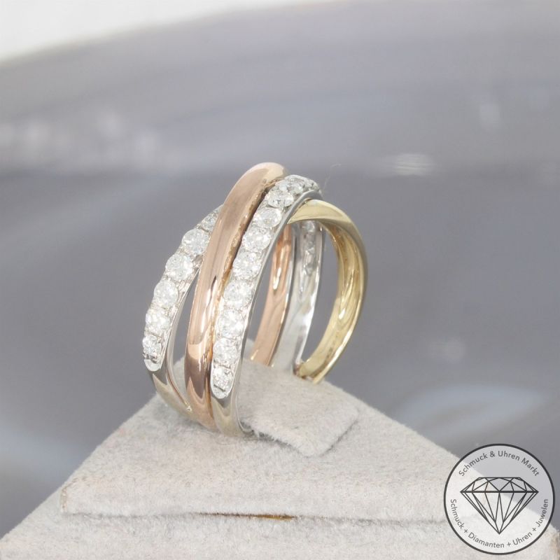 Wert 3150 € Tricolor Brillant Ring in 585er 14 K Gold - 105631
