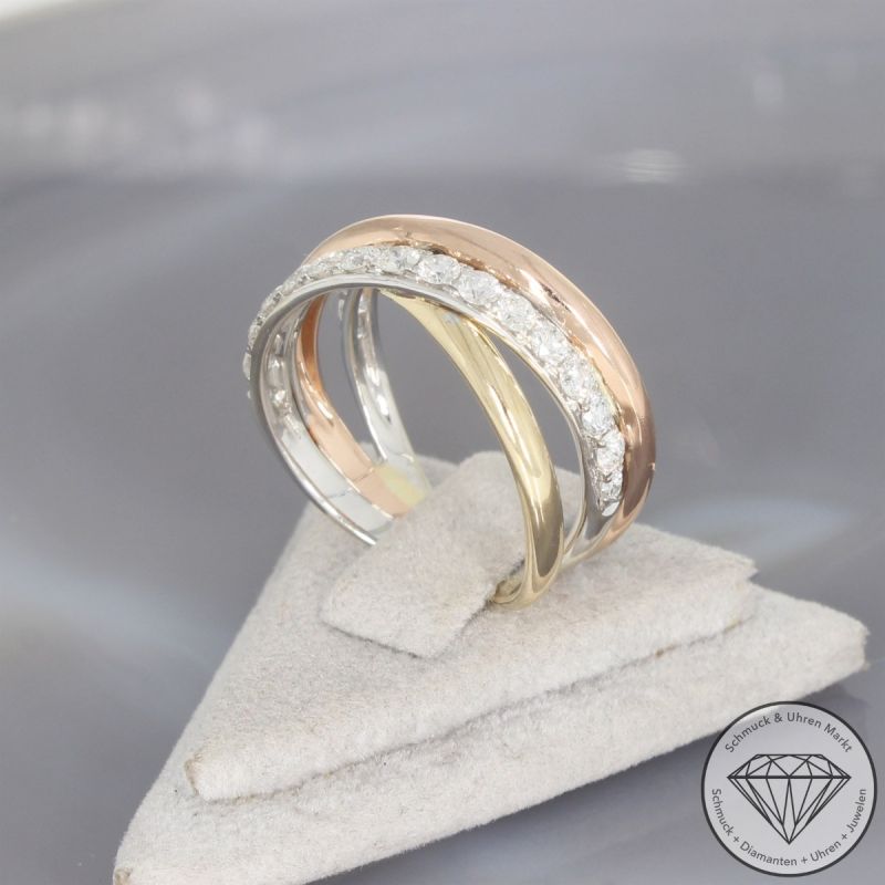 Wert 3150 € Tricolor Brillant Ring in 585er 14 K Gold - 105631