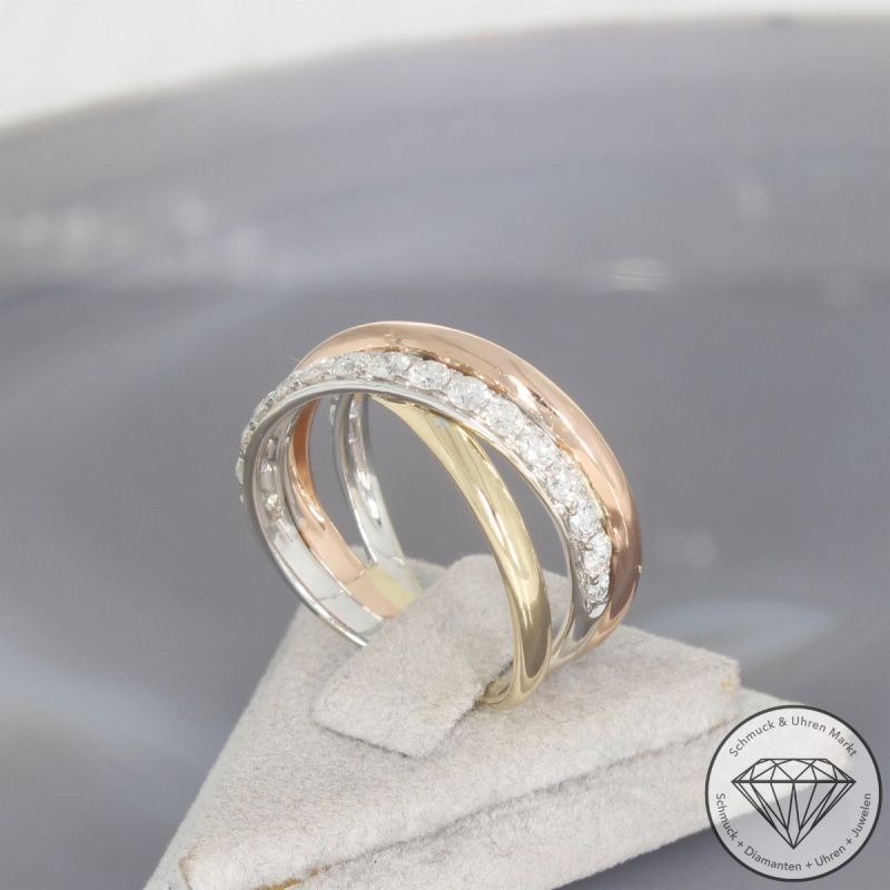 Wert 3150 € Tricolor Brillant Ring in 585er 14 K Gold - 105631