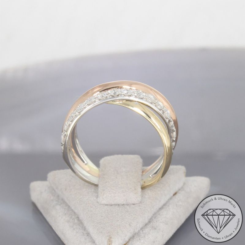 Wert 3150 € Tricolor Brillant Ring in 585er 14 K Gold - 105631