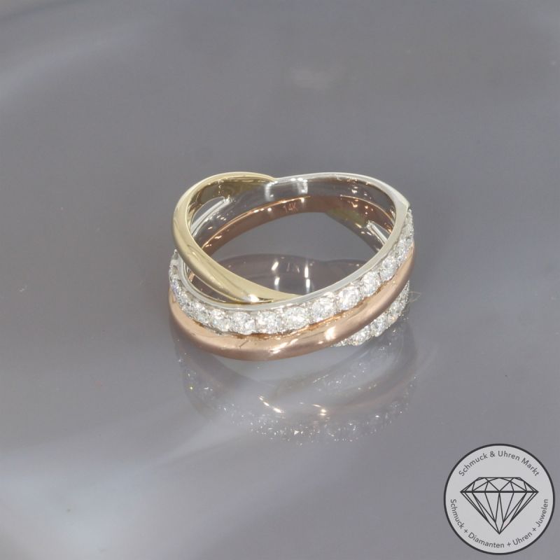 Wert 3150 € Tricolor Brillant Ring in 585er 14 K Gold - 105631