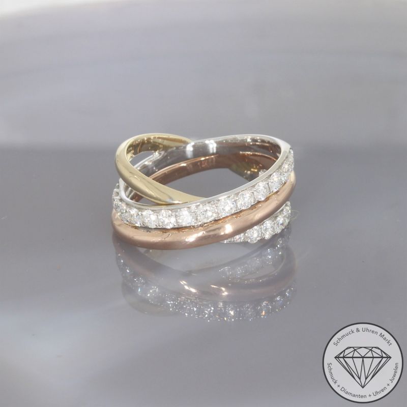 Wert 3150 € Tricolor Brillant Ring in 585er 14 K Gold - 105631