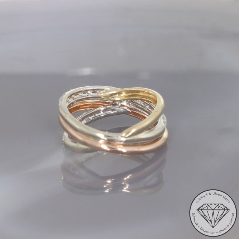 Wert 3150 € Tricolor Brillant Ring in 585er 14 K Gold - 105631