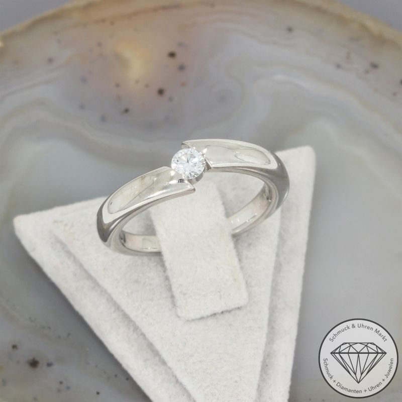 Wert 1650 € Solitär Brillant Ring (ca. 0,17 carat) in 585er 14 K Weißgold - 105635