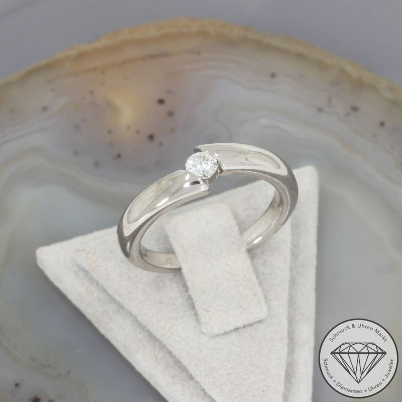 Wert 1650 € Solitär Brillant Ring (ca. 0,17 carat) in 585er 14 K Weißgold - 105635