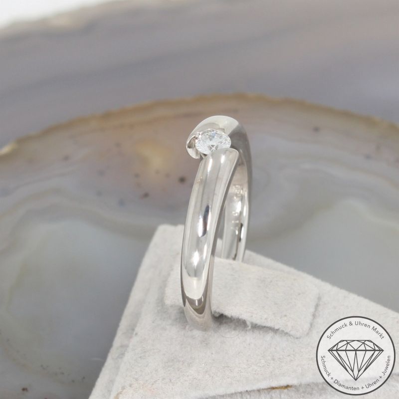 Wert 1650 € Solitär Brillant Ring (ca. 0,17 carat) in 585er 14 K Weißgold - 105635