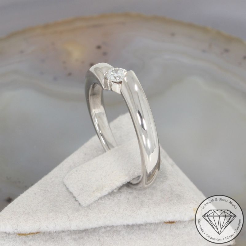 Wert 1650 € Solitär Brillant Ring (ca. 0,17 carat) in 585er 14 K Weißgold - 105635