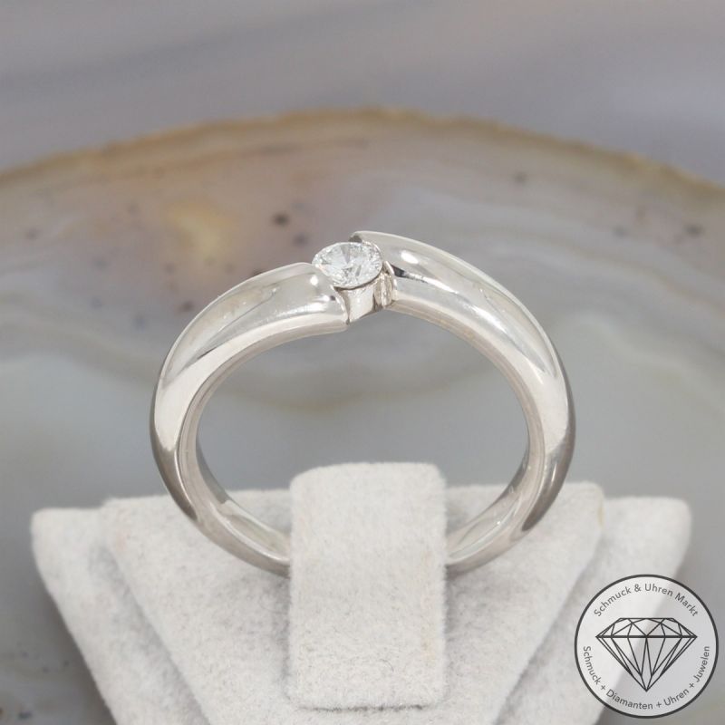 Wert 1650 € Solitär Brillant Ring (ca. 0,17 carat) in 585er 14 K Weißgold - 105635