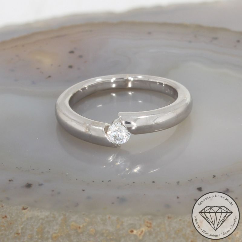 Wert 1650 € Solitär Brillant Ring (ca. 0,17 carat) in 585er 14 K Weißgold - 105635