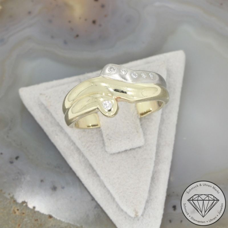 Wert 1450 € Bicolor Brillant Diamant Ring in 585er 14 K Gold - 105636