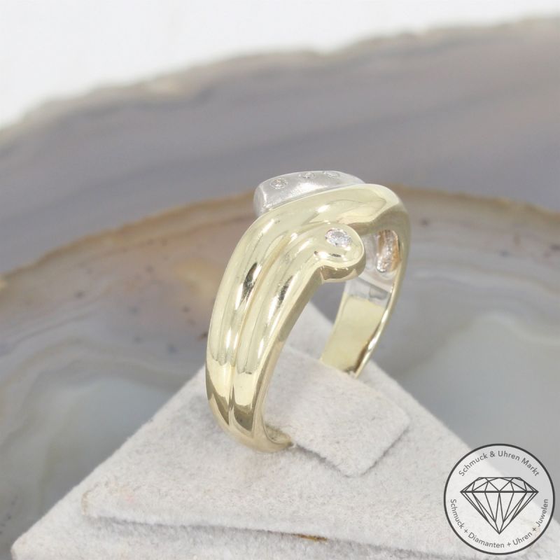 Wert 1450 € Bicolor Brillant Diamant Ring in 585er 14 K Gold - 105636