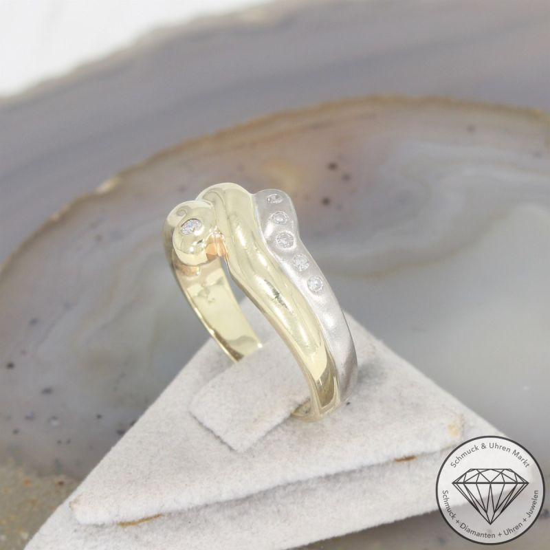 Wert 1450 € Bicolor Brillant Diamant Ring in 585er 14 K Gold - 105636