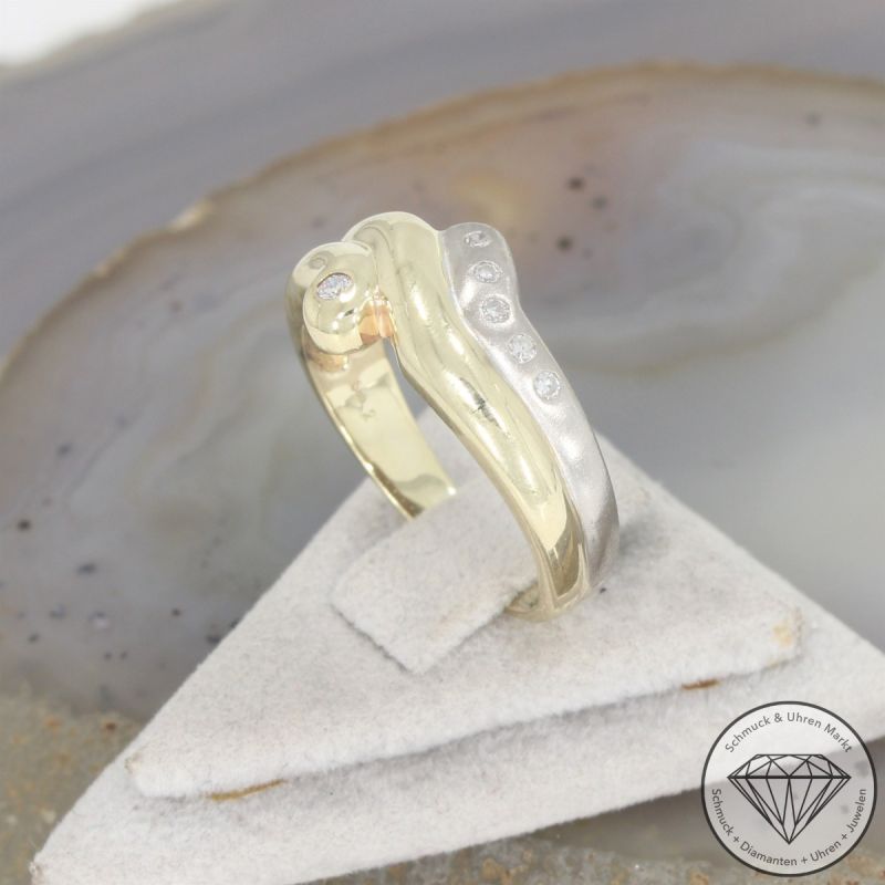 Wert 1450 € Bicolor Brillant Diamant Ring in 585er 14 K Gold - 105636