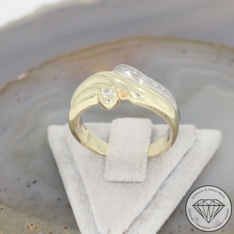 Wert 1450 € Bicolor Brillant Diamant Ring in 585er 14 K Gold - 105636