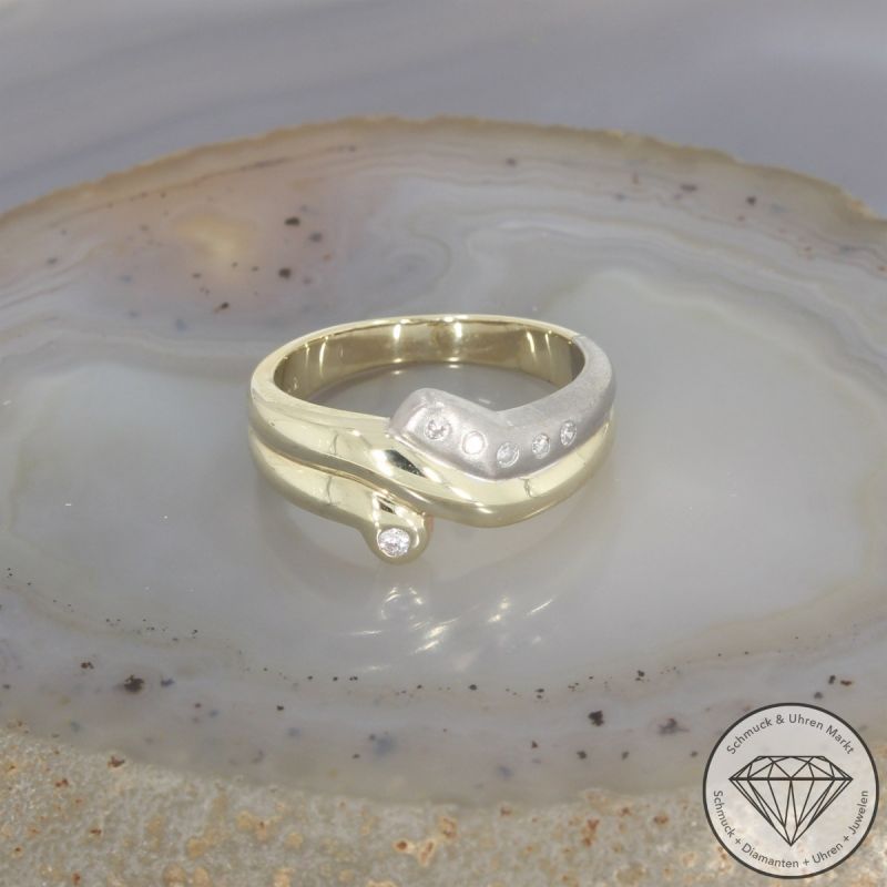 Wert 1450 € Bicolor Brillant Diamant Ring in 585er 14 K Gold - 105636