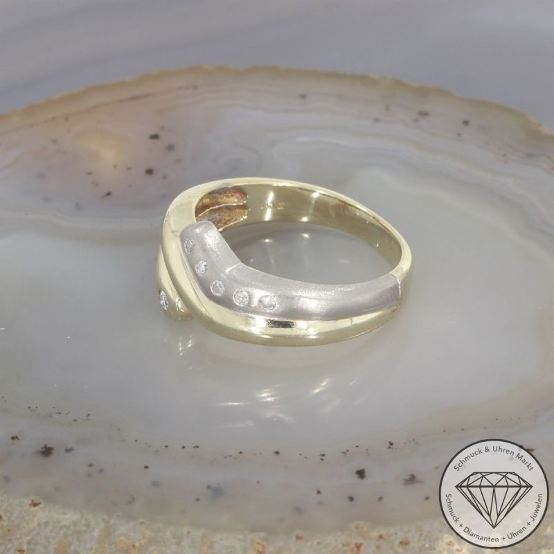 Wert 1450 € Bicolor Brillant Diamant Ring in 585er 14 K Gold - 105636