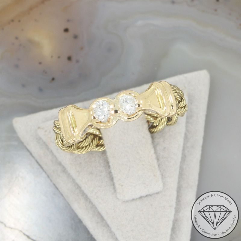Wert 1990 € Brillant Ring lupenrein 750er/18 Karat Gelb Gold Größe 57 – 105679