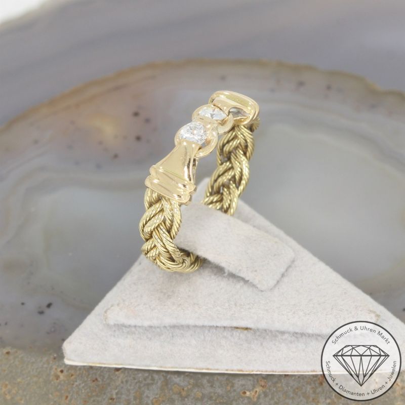 Wert 1990 € Brillant Ring lupenrein 750er/18 Karat Gelb Gold Größe 57 – 105679
