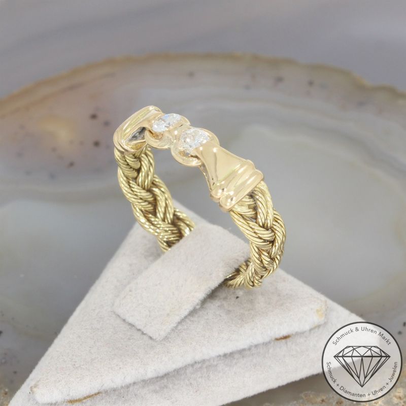 Wert 1990 € Brillant Ring lupenrein 750er/18 Karat Gelb Gold Größe 57 – 105679