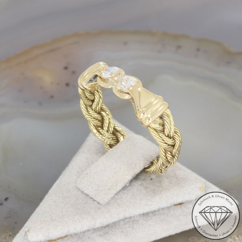 Wert 1990 € Brillant Ring lupenrein 750er/18 Karat Gelb Gold Größe 57 – 105679