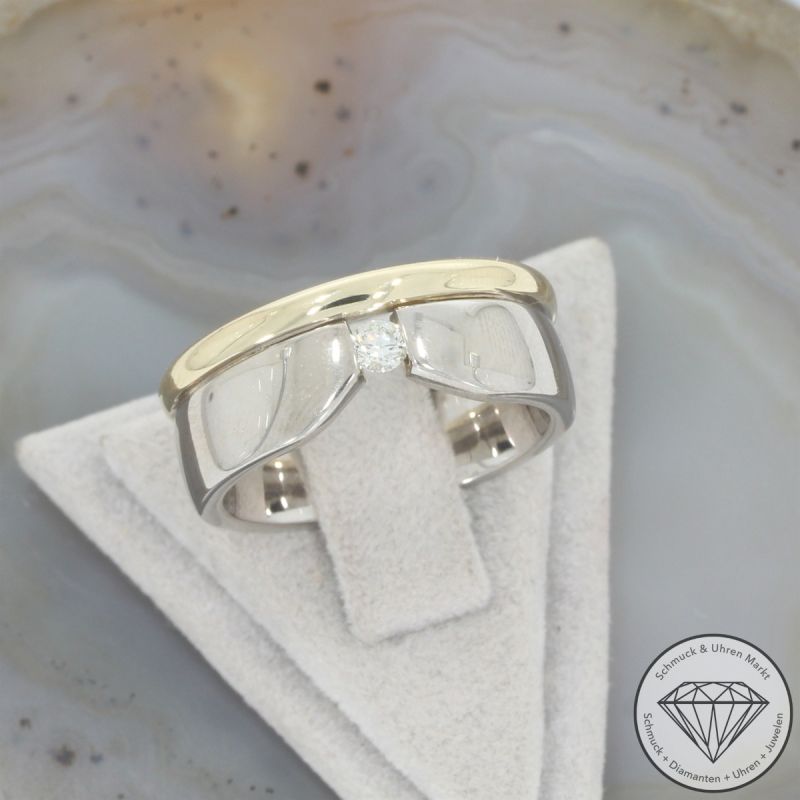 Wert 4050 € Bicolor Solitär Brillant Ring in 585er 14 K Gold - 105696