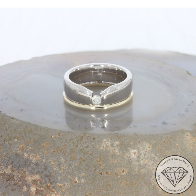 Wert 4050 € Bicolor Solitär Brillant Ring in 585er 14 K Gold - 105696