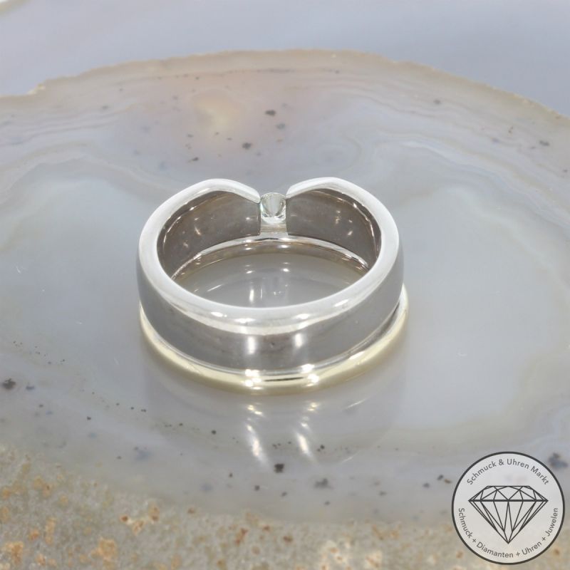 Wert 4050 € Bicolor Solitär Brillant Ring in 585er 14 K Gold - 105696