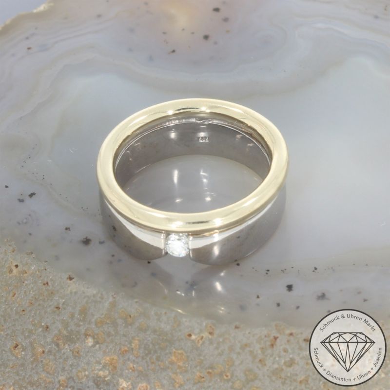 Wert 4050 € Bicolor Solitär Brillant Ring in 585er 14 K Gold - 105696