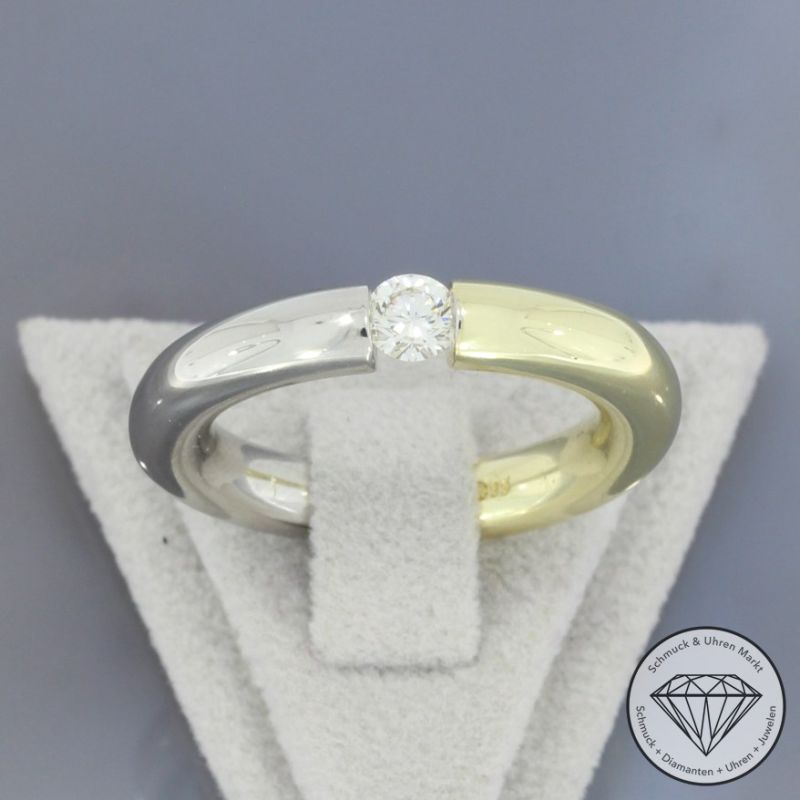 Wert 2450 € Bicolor Solitär Brillant Ring in 333er 8 K Gold - 105697