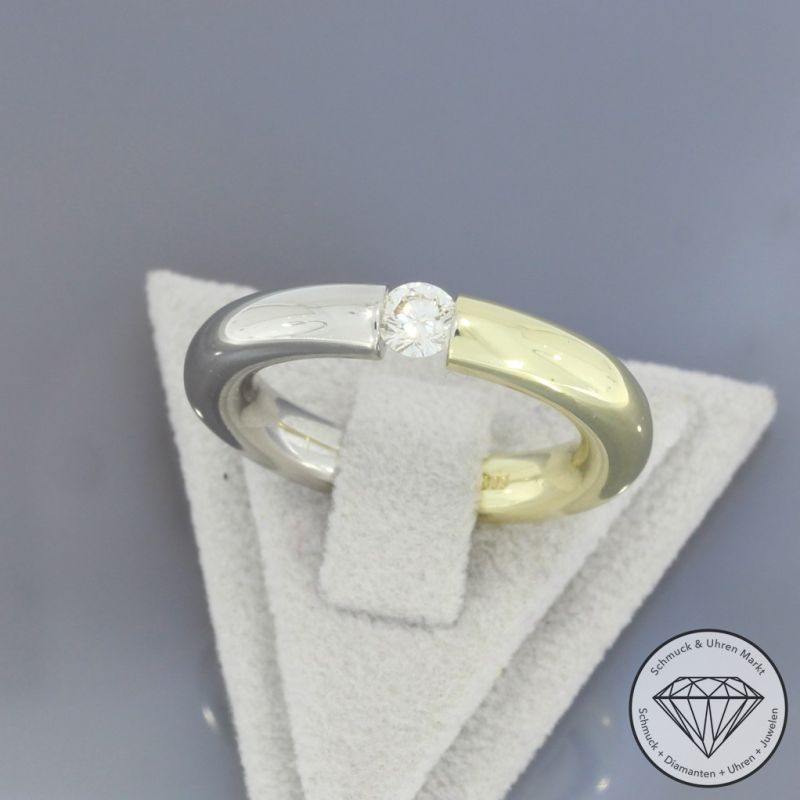Wert 2450 € Bicolor Solitär Brillant Ring in 333er 8 K Gold - 105697