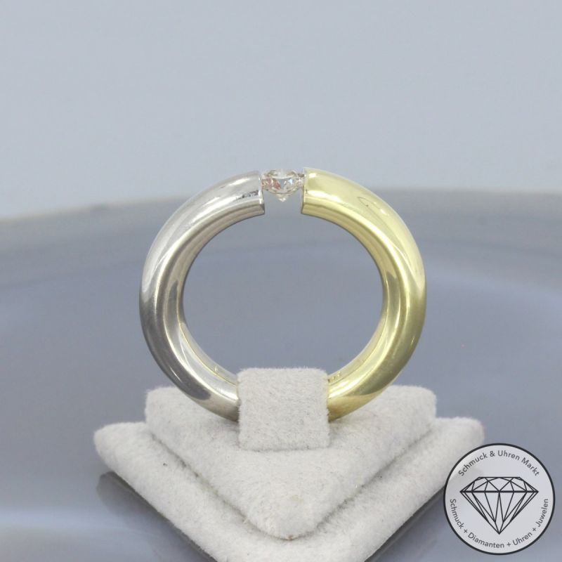 Wert 2450 € Bicolor Solitär Brillant Ring in 333er 8 K Gold - 105697