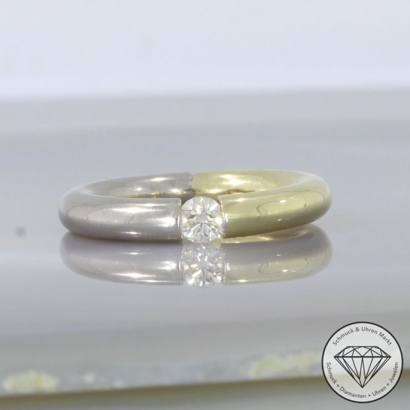 Wert 2450 € Bicolor Solitär Brillant Ring in 333er 8 K Gold - 105697