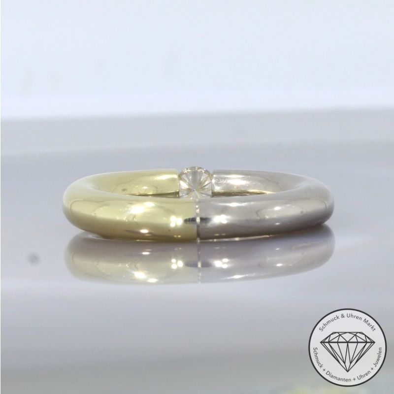 Wert 2450 € Bicolor Solitär Brillant Ring in 333er 8 K Gold - 105697