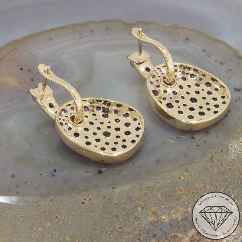 Wert 8490 € Amethyst Saphir Ohrringe in 585er 18 K Gelbgold - 105732