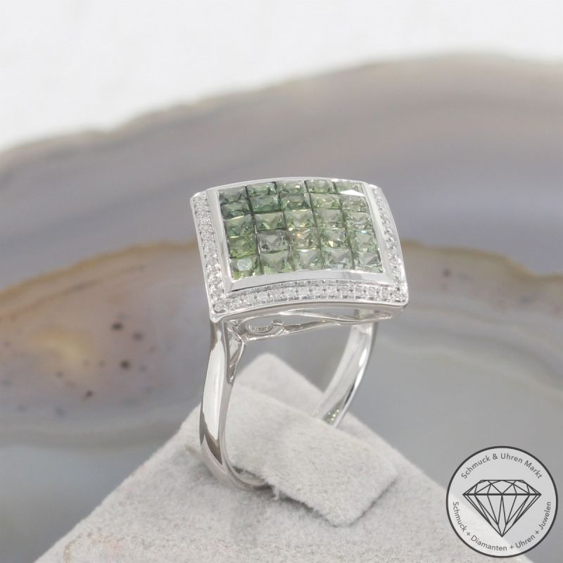 Wert 4250 € Brillant Saphir Ring in 585er 14 K Weißgold - 105737