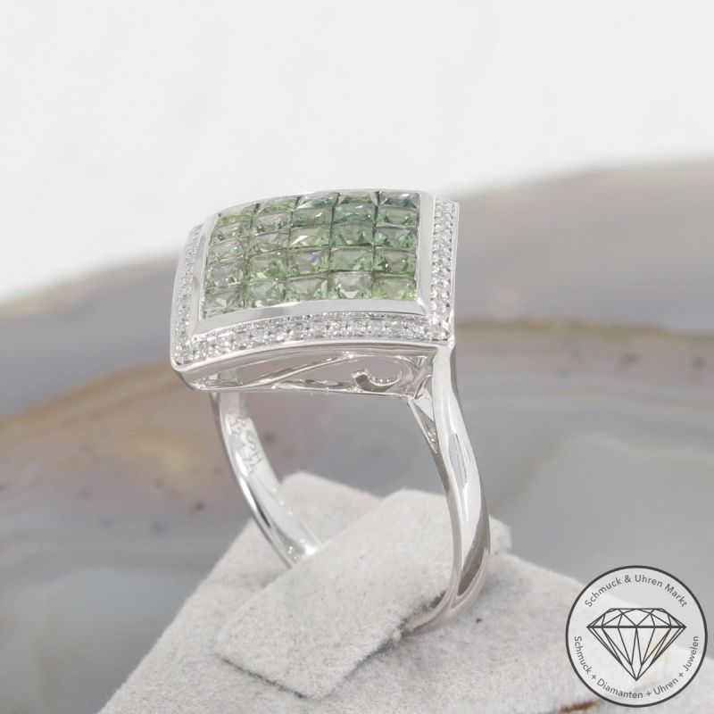 Wert 4250 € Brillant Saphir Ring in 585er 14 K Weißgold - 105737