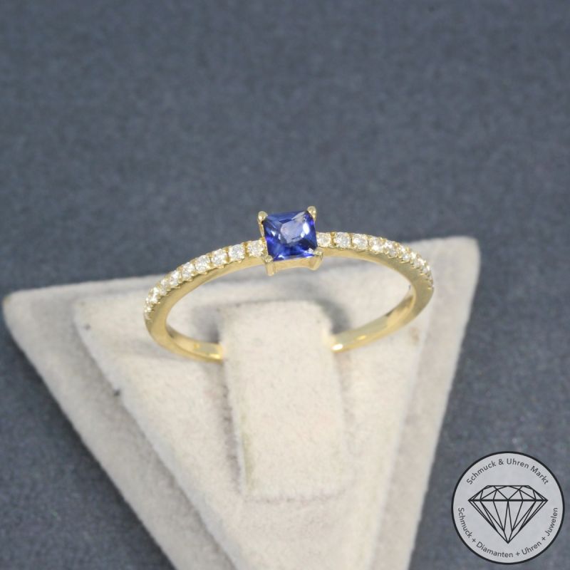 Wert 1790 € Brillant Saphir Ring in 585er 14 K Gelbgold - 105740