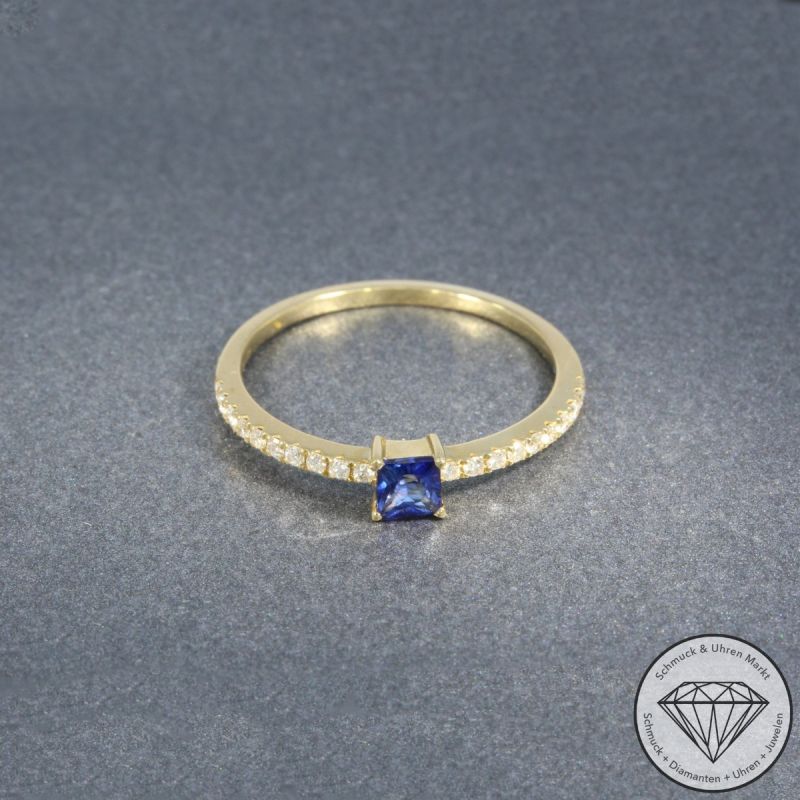 Wert 1790 € Brillant Saphir Ring in 585er 14 K Gelbgold - 105740
