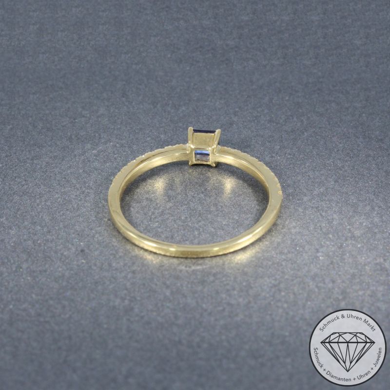 Wert 1790 € Brillant Saphir Ring in 585er 14 K Gelbgold - 105740