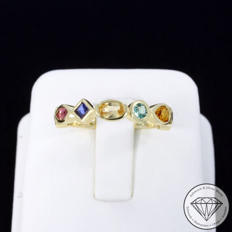 Wert 2290 € Farbedelstein Ring in 585er 14 K Gelbgold - 105741
